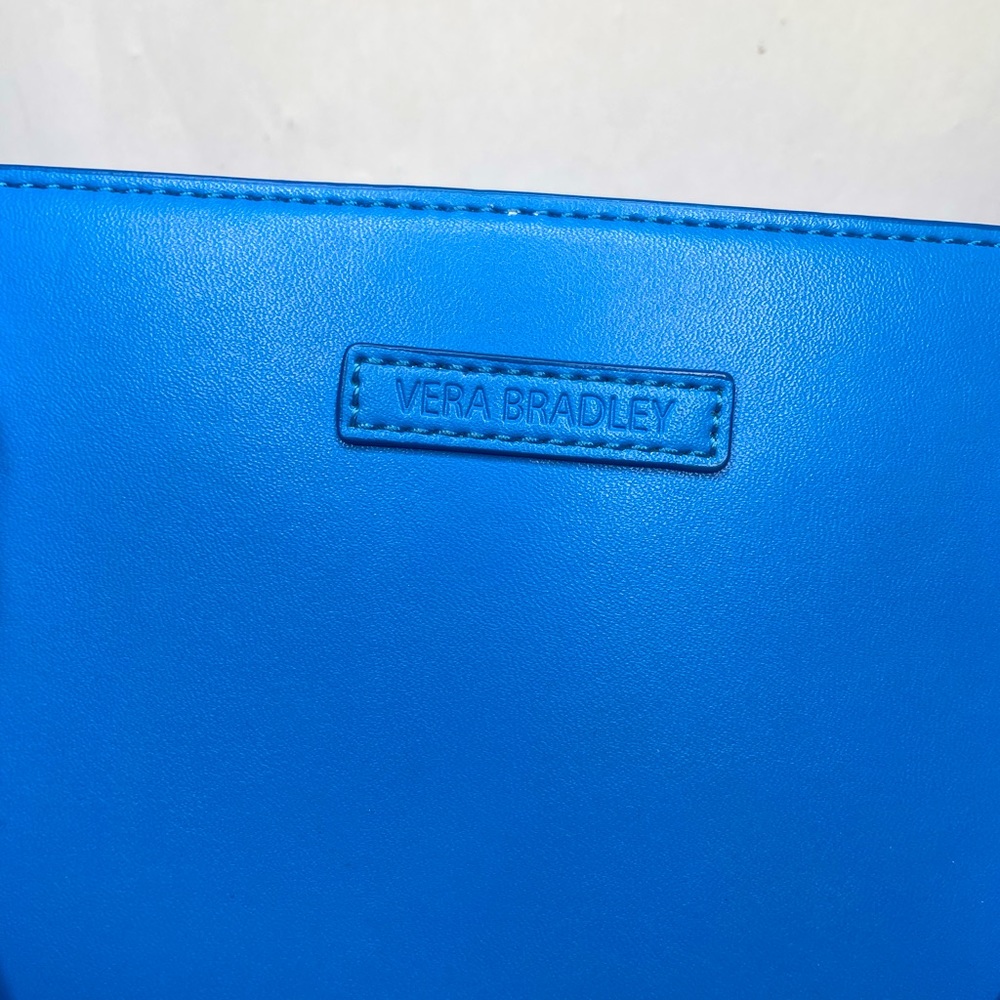 Vera Bradley Coastal Blue Leather Composition Satchel Crossbody & Shoulder Bag - Picture 3 of 14